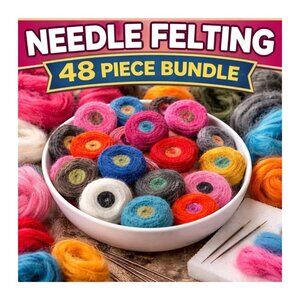 Dimensions Feltworks Needle Felting Wool Swirl 48pc Bundle Multi Color Round